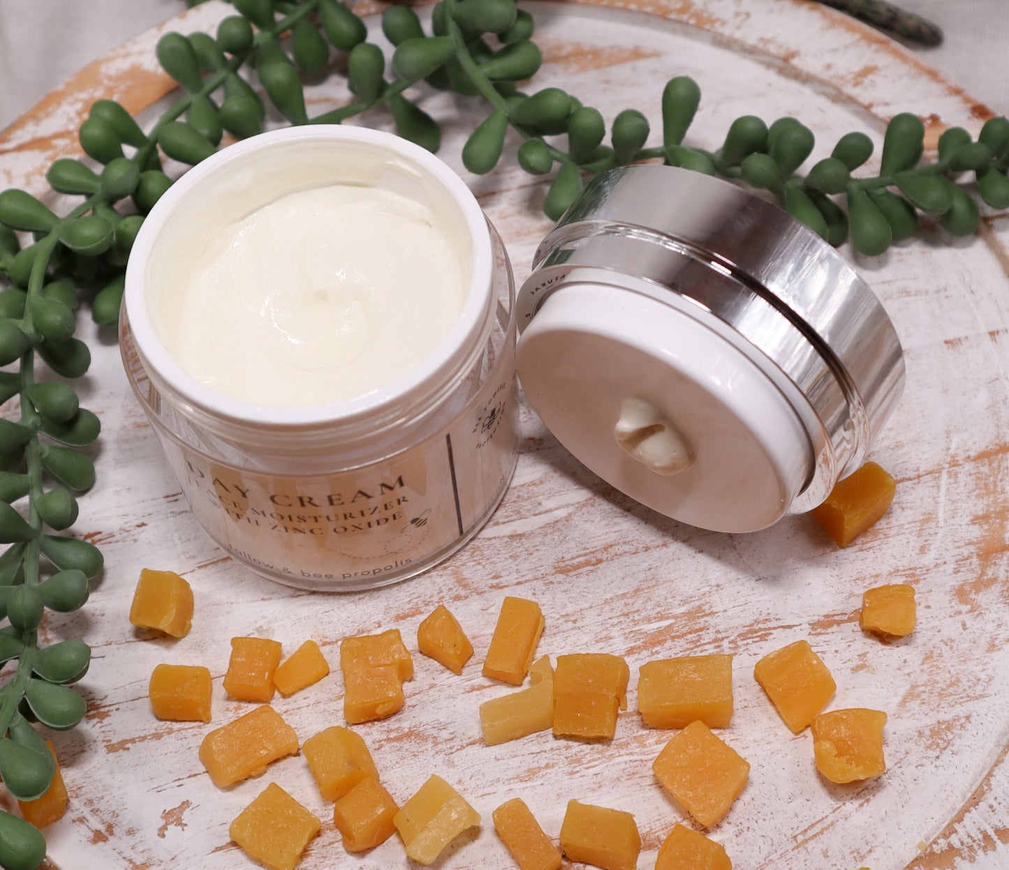 Tallow Face Cream | Bee Propolis, Non-Nano Zinc Oxide & Vitamin E | Natural Moisturizer | Grass Fed Suet Tallow Skincare | Pump Jar