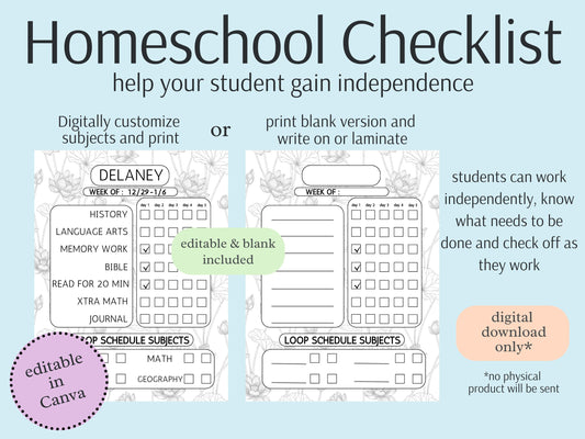 Homeschool Checklist Template