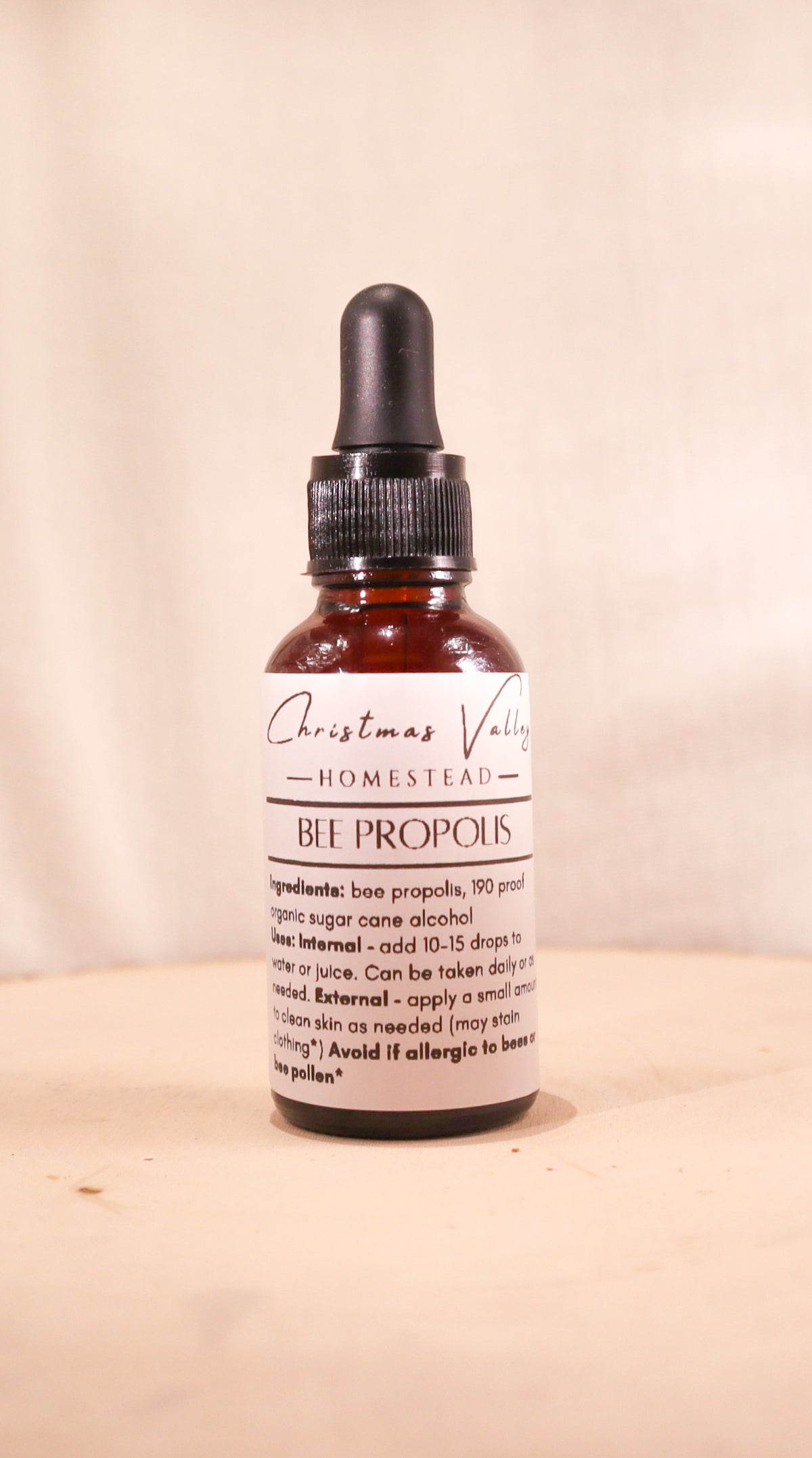 Bee Propolis Tincture - 1 ounce amber glass dropper bottle