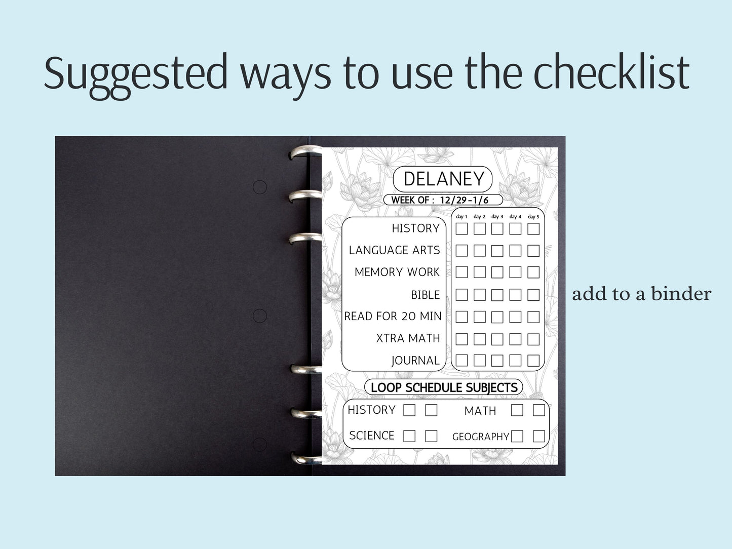 Homeschool Checklist Template