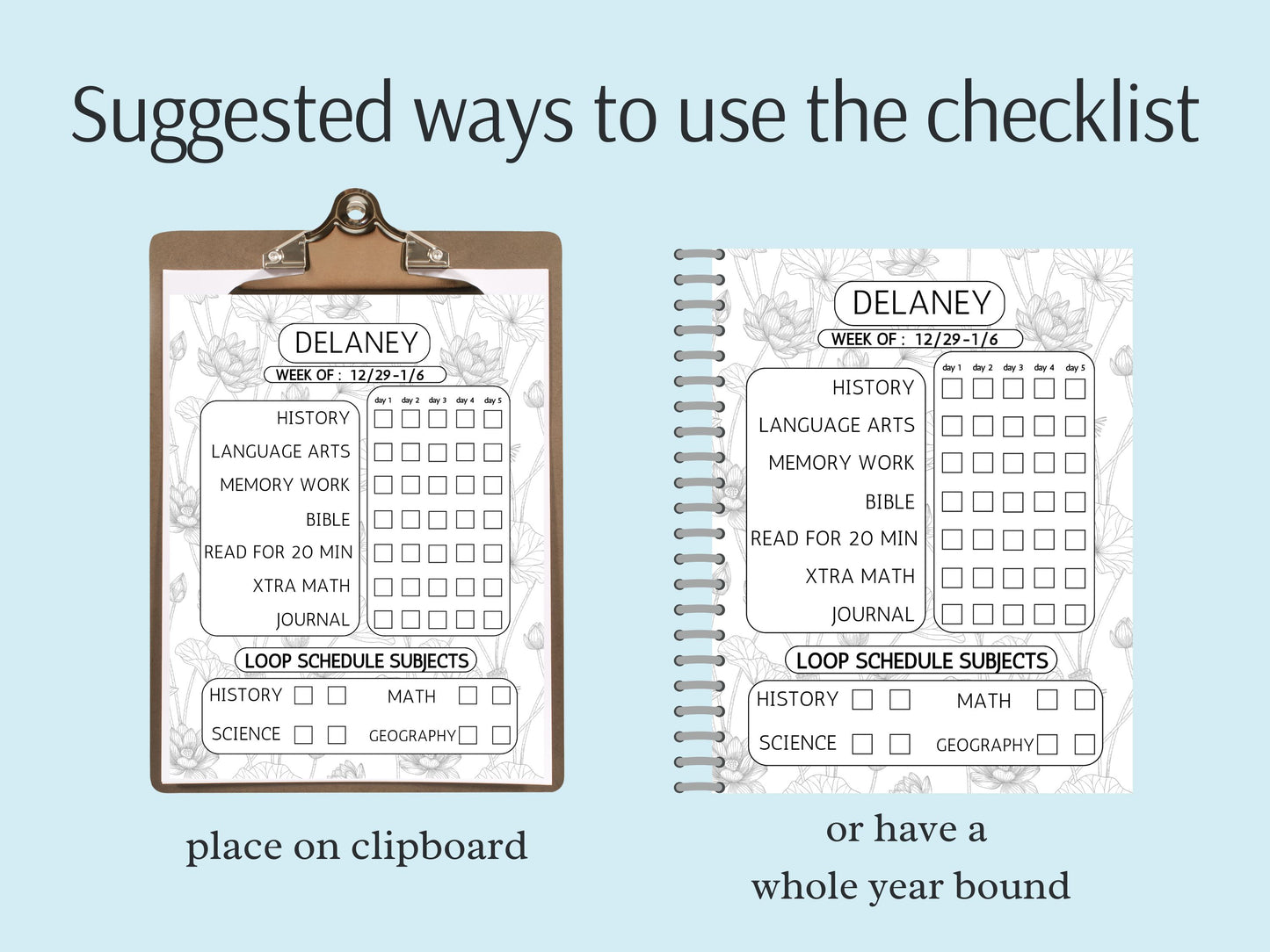 Homeschool Checklist Template