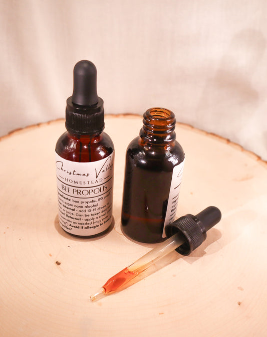 Bee Propolis Tincture - 1 ounce amber glass dropper bottle