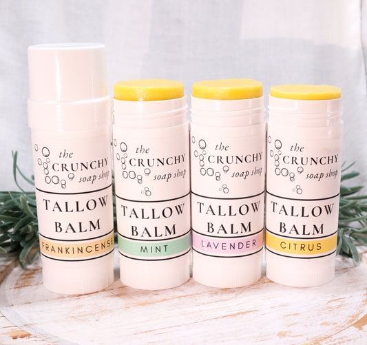 Tallow Balm Stick | Grass Fed Suet Tallow, Shea Butter & Beeswax | Essential Oils | Twist Up Applicator