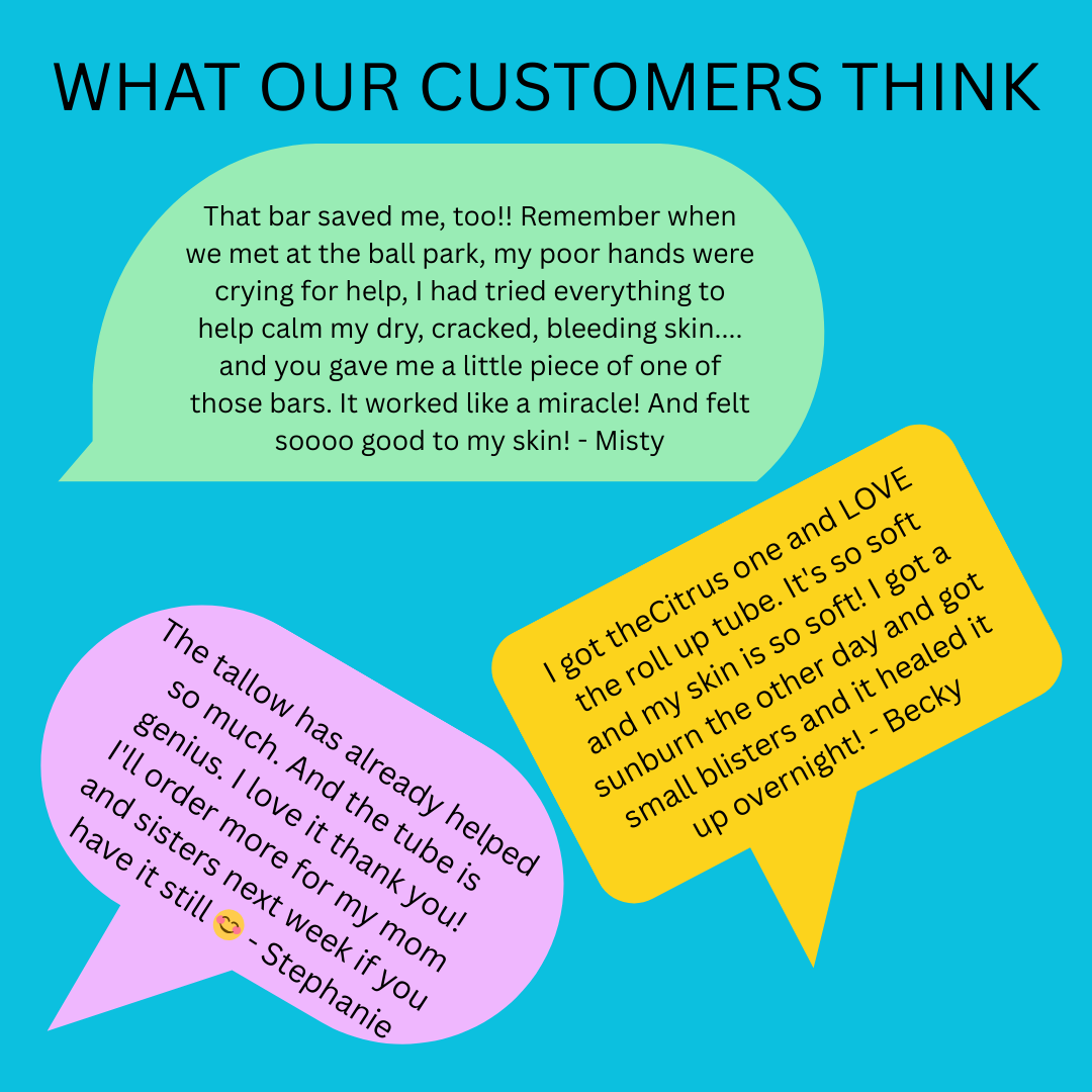 Tallow Balm Stick | Grass Fed Suet Tallow, Shea Butter & Beeswax | Essential Oils | Twist Up Applicator